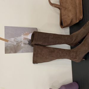 2025 New Winter Suede Long Boots Fashion Simple Style Mid Heel Slim Fit Boots