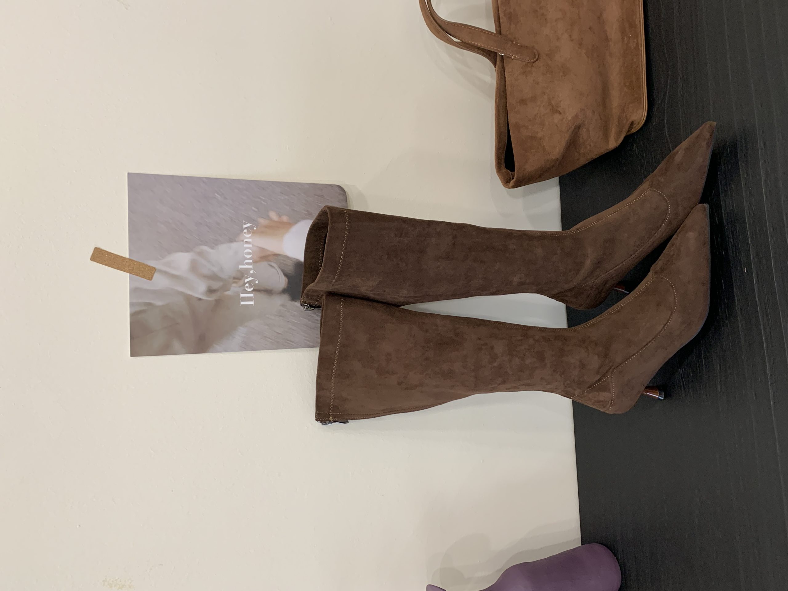 2025 New Winter Suede Long Boots Fashion Simple Style Mid Heel Slim Fit Boots