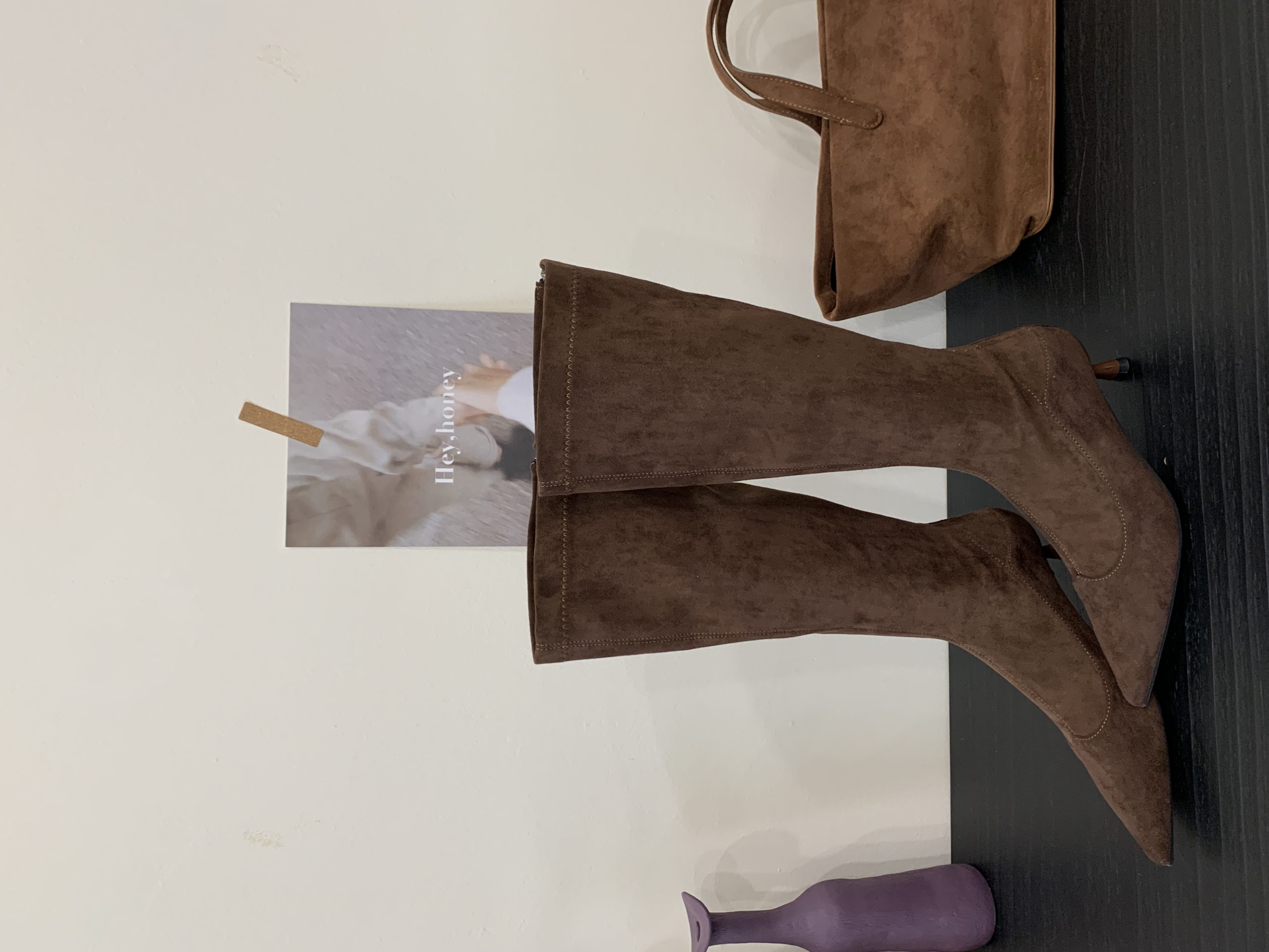 2025 New Winter Suede Long Boots Fashion Simple Style Mid Heel Slim Fit Boots - Image 3