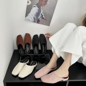 2025 Spring New Closed Toe Satin Half Slippers for Women