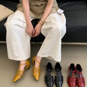 2026 Summer Retro Hollow-Out Closed-Toe Low Heel Chunky Heel Women's Casual Office Shoes