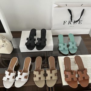 Summer H-Style Women's Slippers Casual Beach Sandals with Mid Heel
